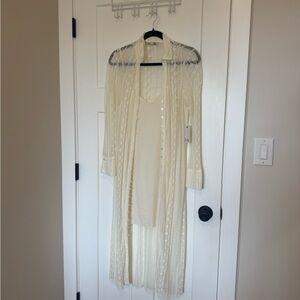 DEX Storm Collared Lace Duster Shirt Dress